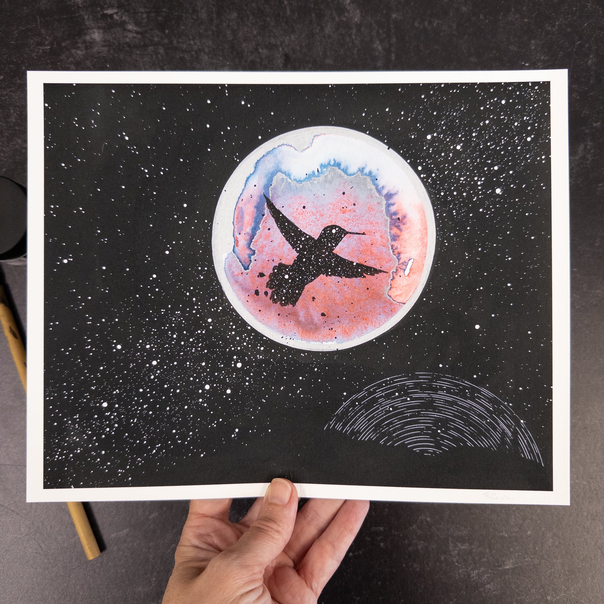 Galaxy Hummingbird - Art Print - Print to Order