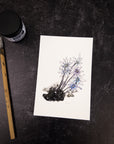 Whimsical Flowers Sprout from Cosmic Dirt - Blue and Purple Flowers - Art Print - Print to Order