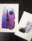 Purple Aurora Forest with Star Portal - Art Print - Print to Order