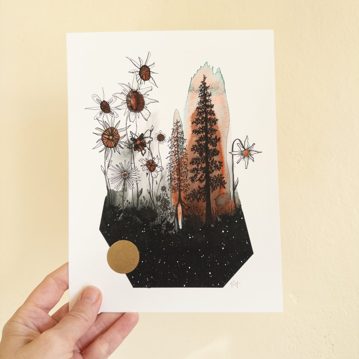 Birthday Special Prints - Fall Flowers of Whimsy and Tiny Bird Fun Times