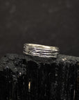 Tree Bark Ring in Palladium Sterling Silver - Size 5 - 5mm wide - Ready to Ship