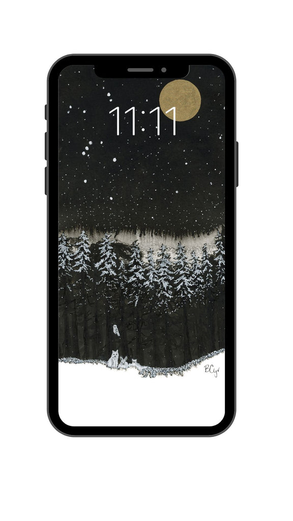 Snowy Animals Winter Landscape - Phone Wallpaper or Lock screen