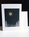 Snowy Tree Landscape with Full Moon Halo and Orion Notecard - 5"x7" - Single - Ready to ship