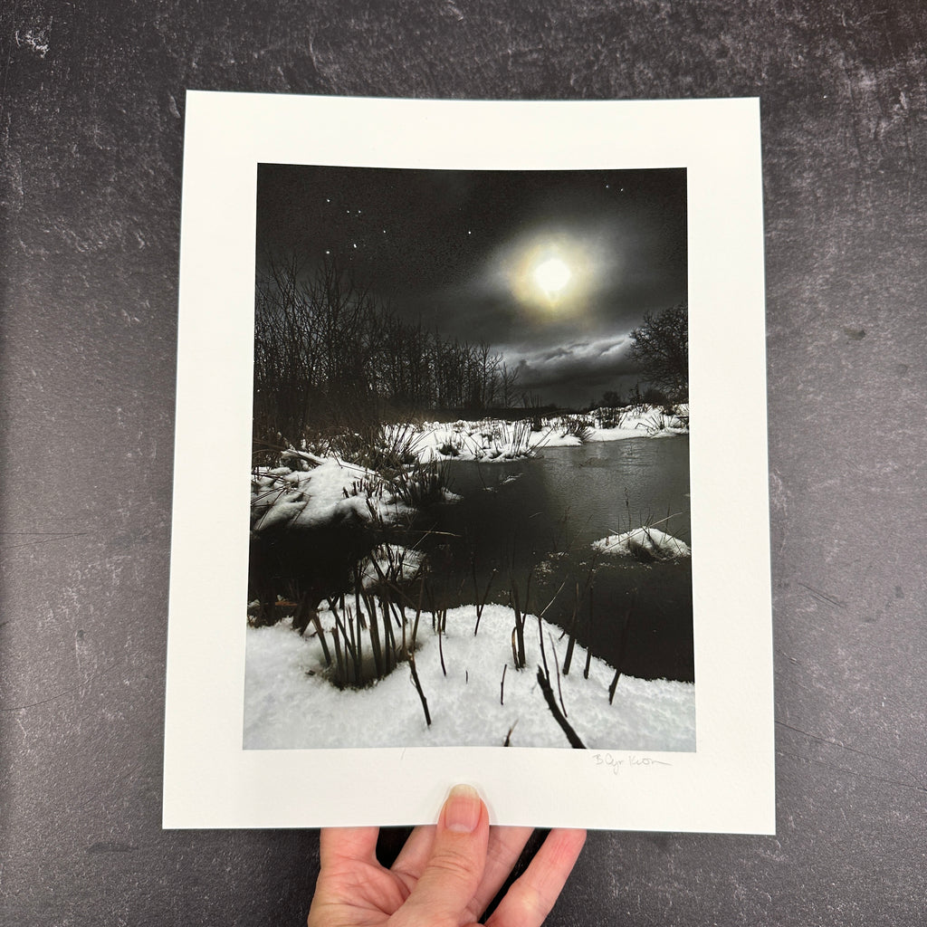 Winter Night Sky 31 - Winter lake - Ready to ship 8 x 10 - Photo Composite Print 2