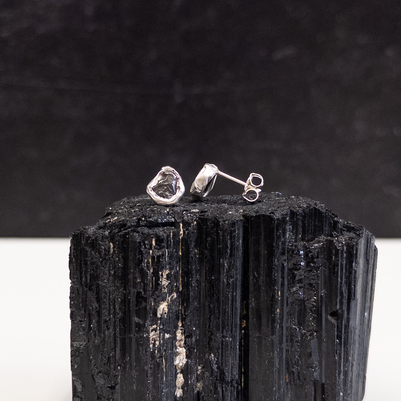 Reserved - Meteorite Post Earrings in Sterling Silver - Ready to ship