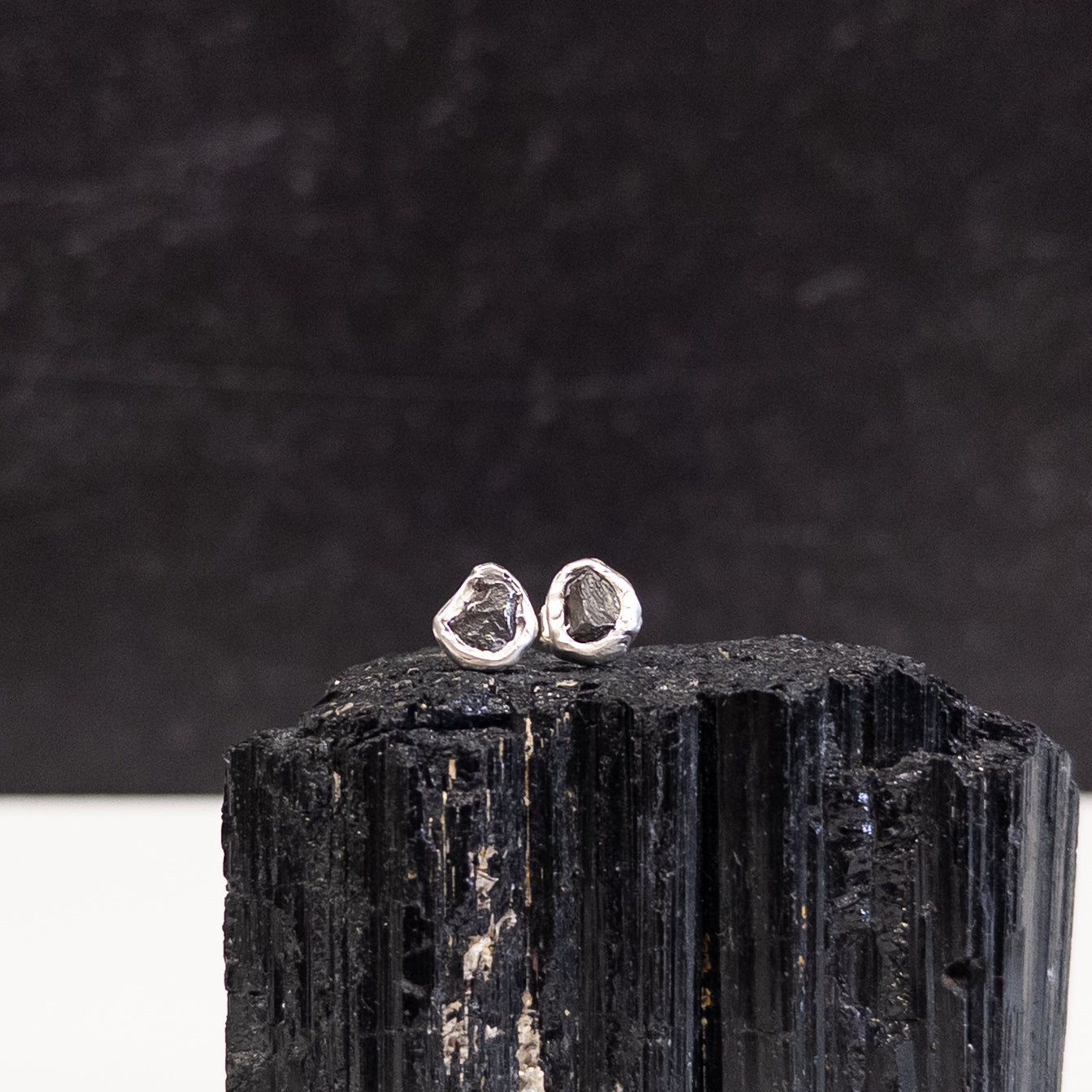 Reserved - Meteorite Post Earrings in Sterling Silver - Ready to ship