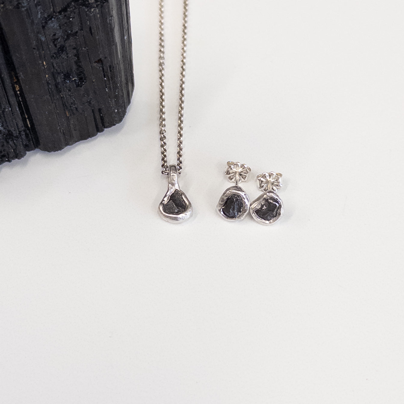 Reserved - Meteorite Post Earrings in Sterling Silver - Ready to ship