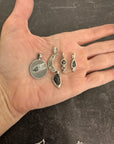 Meteorite Pendant - Meteorite and Green/Blue Diamond - in Sterling Silver - Ready to Ship