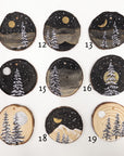 Winter Theme Wood Ornament 2025 - 19 - Silver Moon and 3 Snowy Trees