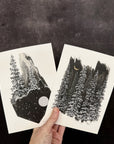 Snowy Trees in Terrarium Notecard - 5"x7" - Single - Ready to ship
