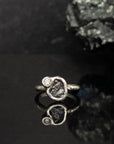 Meteorite Ring -5- with Moissanite in Palladium Sterling Silver - size 5 - Ready to Ship