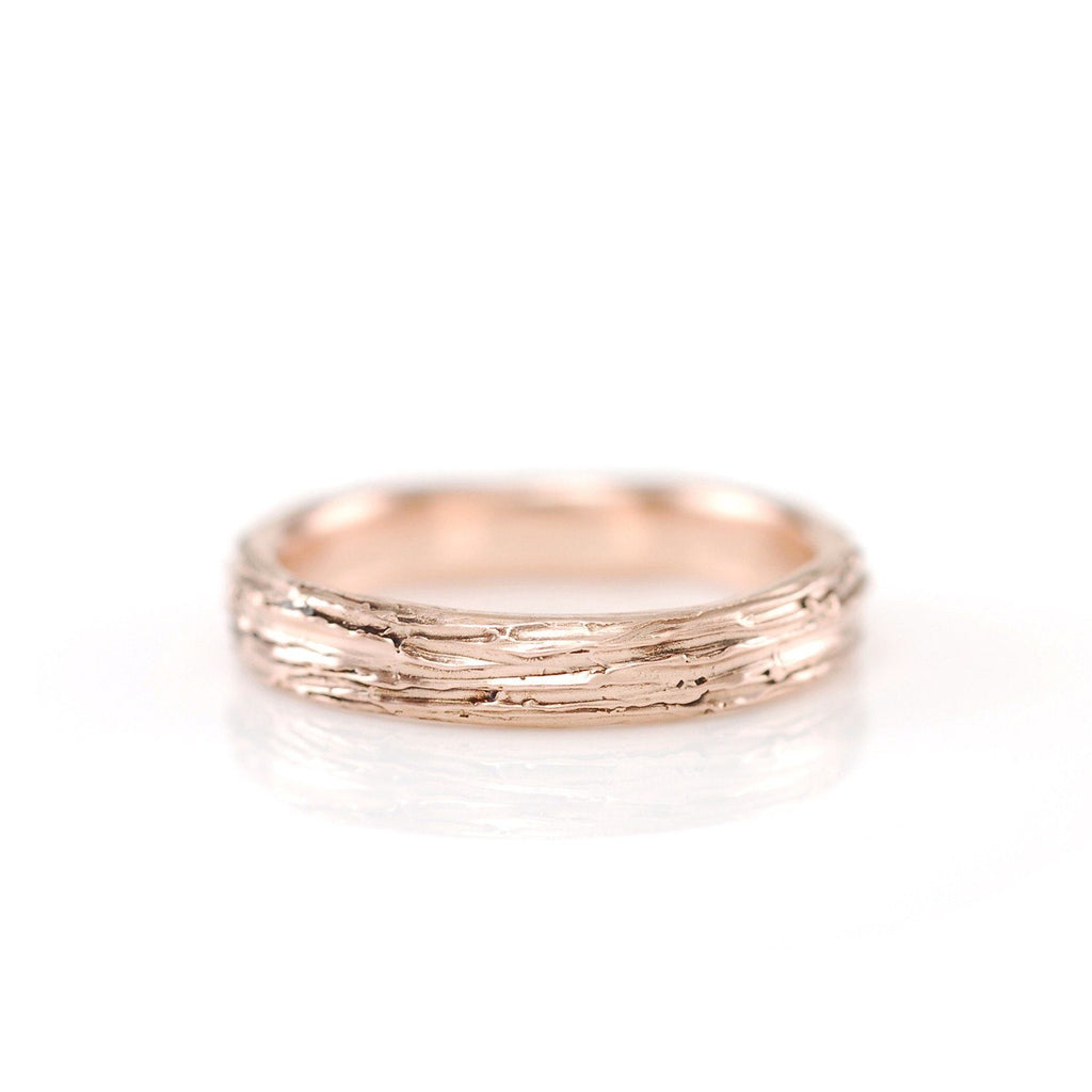 Tree Bark Ring in 14k Rose Gold - Size 4.5 - Ready to Ship - Beth Cyr Handmade Jewelry