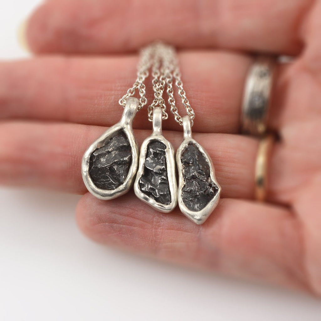 Meteorite Pendant in Sterling Silver - Ready to Ship - Beth Cyr Handmade Jewelry