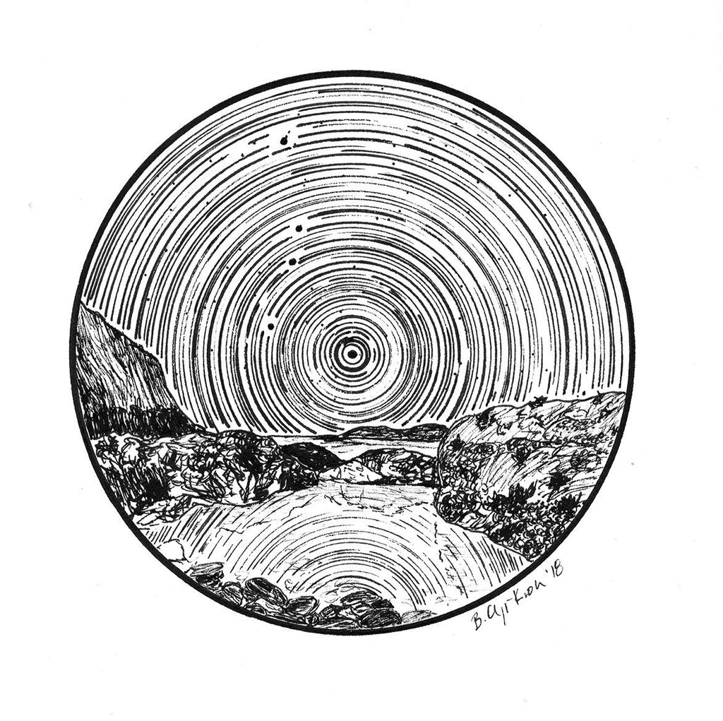 Cancer Constellation Star Trail Drawing #2 - Pen and Ink Drawing Print - Beth Cyr Handmade Jewelry