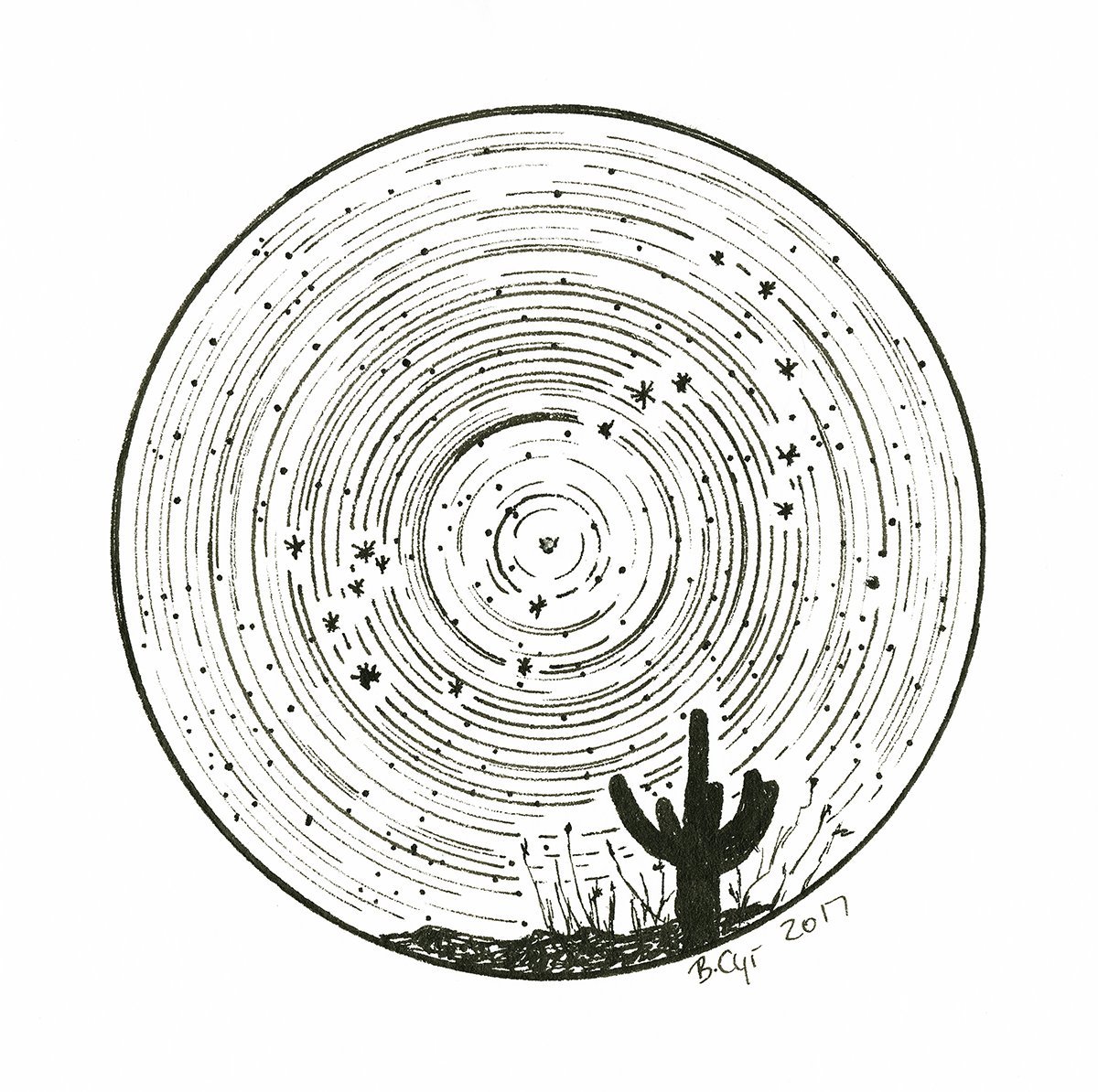 Leo - Star Trails - Zodiac Constellations - Pen and Ink Drawing Print - Beth Cyr Handmade Jewelry