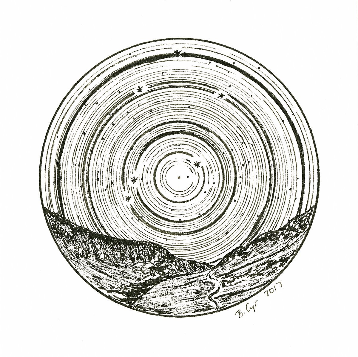 Leo - Star Trails - Zodiac Constellations - Pen and Ink Drawing Print - Beth Cyr Handmade Jewelry