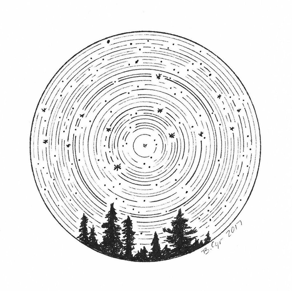 Virgo - Star Trails - Zodiac Constellations - Pen and Ink Drawing Print - Beth Cyr Handmade Jewelry