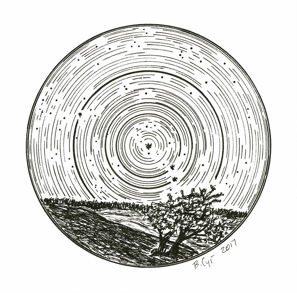 Leo - Star Trails - Zodiac Constellations - Pen and Ink Drawing Print - Beth Cyr Handmade Jewelry