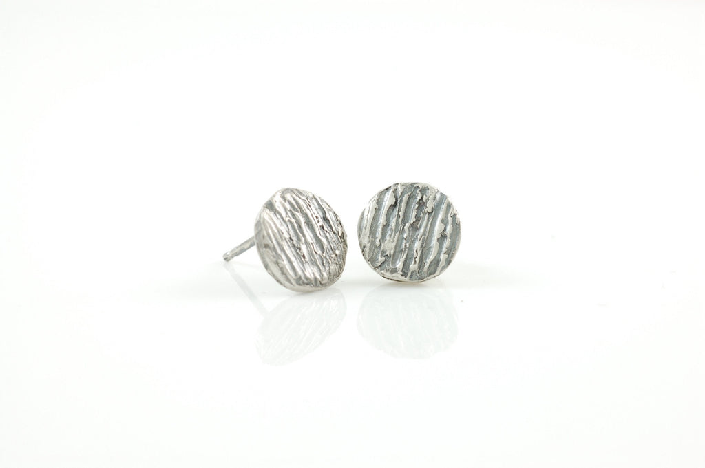 Tree Bark Post Earrings in Sterling Silver - Ready to Ship - Beth Cyr Handmade Jewelry