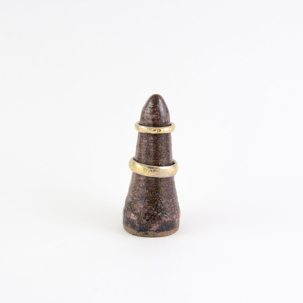 Conical Ring Holder - Ceramic Stoneware in Wood-Fire Brown - Beth Cyr Handmade Jewelry