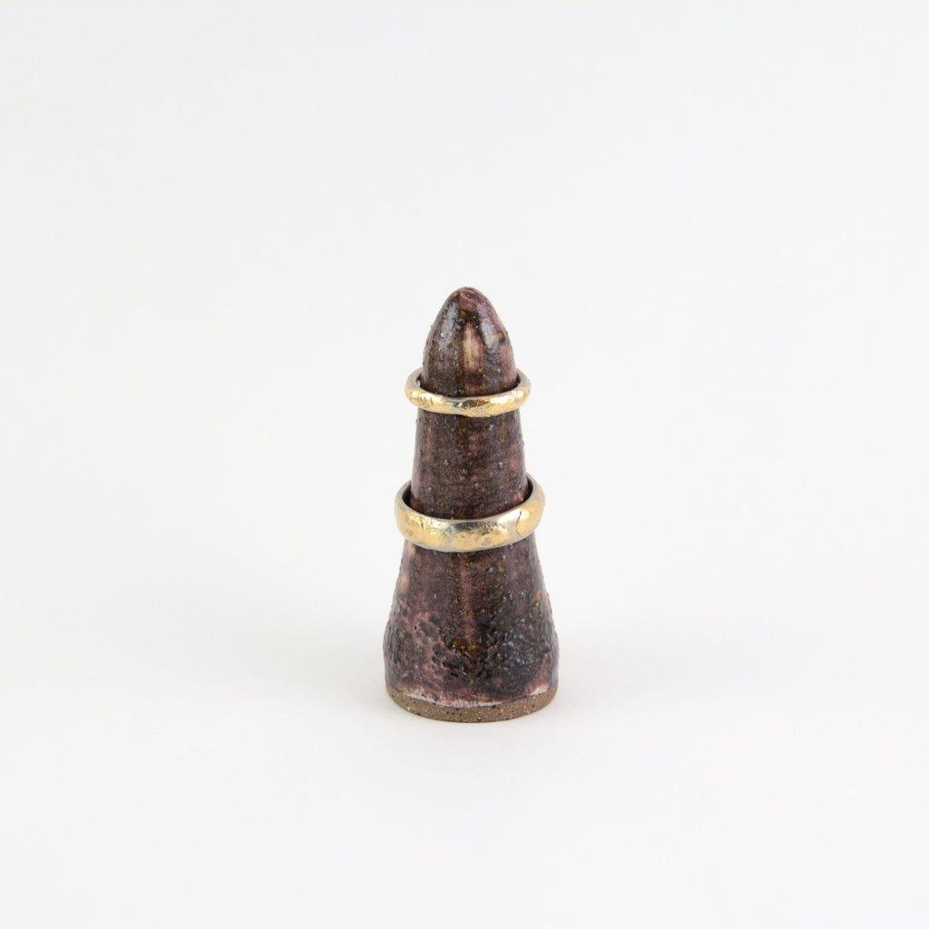 Conical Ring Holder - Ceramic Stoneware in Wood-Fire Brown - Beth Cyr Handmade Jewelry