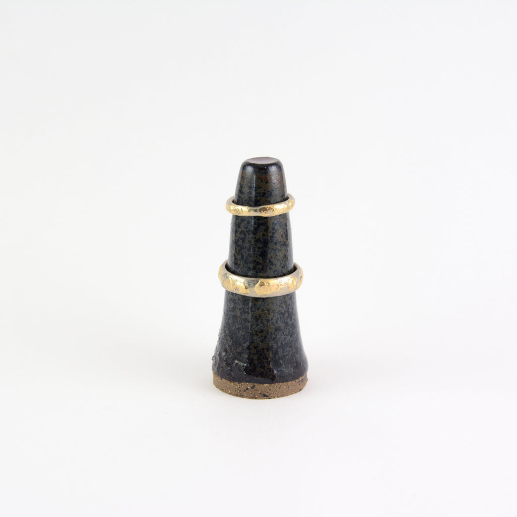 Conical Ring Holder - Ceramic Stoneware in Speckled Midnight Blue - Beth Cyr Handmade Jewelry