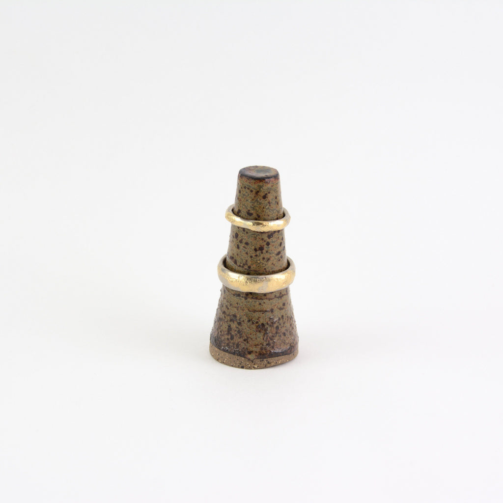 Conical Ring Holder - Ceramic Stoneware in Speckled Green-Brown - Beth Cyr Handmade Jewelry