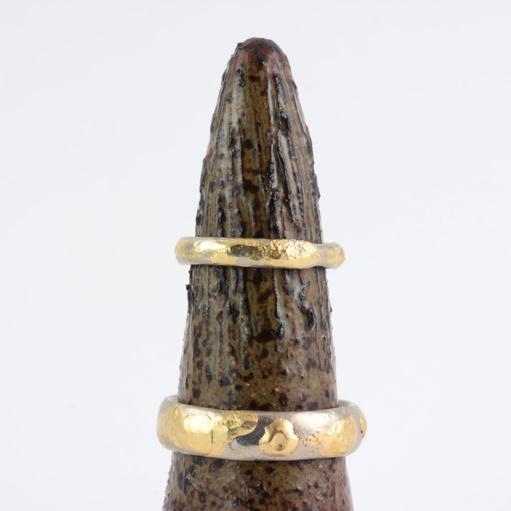 Conical Ring Holder with Tree Bark Texture - Ceramic Stoneware in Speckled Green-Brown - Beth Cyr Handmade Jewelry