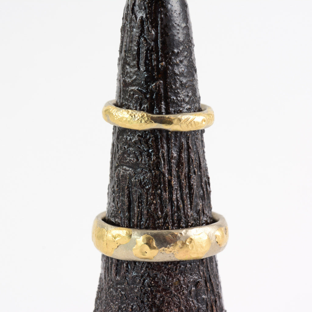Conical Ring Holder with Tree Bark Texture - Ceramic Stoneware in Dark Midnight - Beth Cyr Handmade Jewelry
