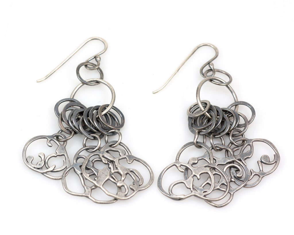 Dangling Organic Vine Charms and Circle Earrings in Sterling Silver #22 - Ready to Ship - Beth Cyr Handmade Jewelry