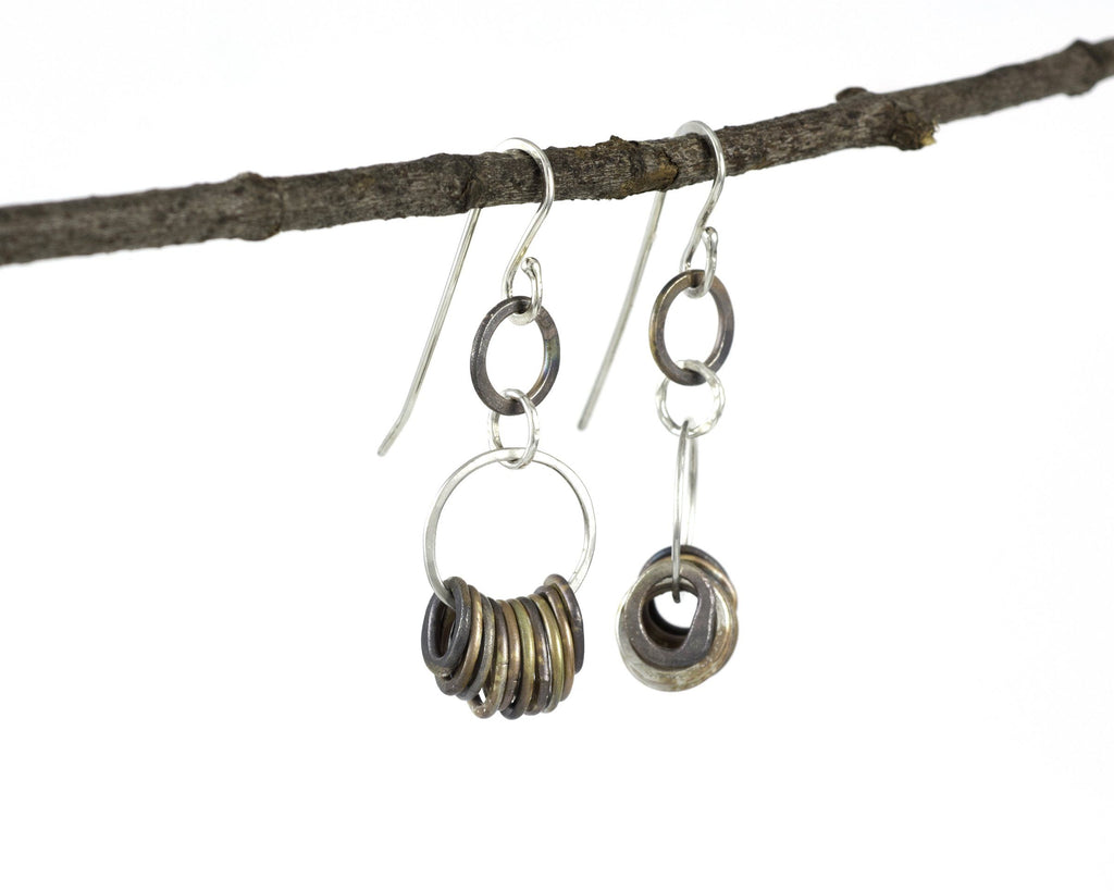 Two Tier Circle Earrings in Sterling Silver #4 - Ready to ship - Beth Cyr Handmade Jewelry