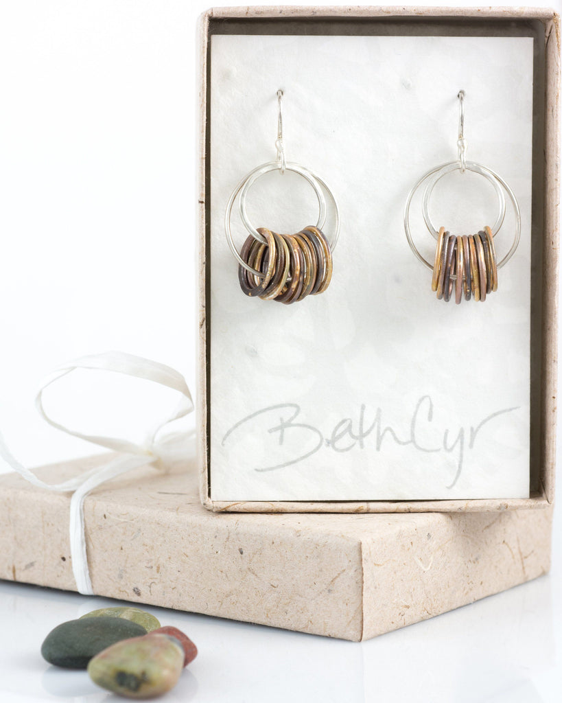 Double Circle Earrings in Sterling Silver #5 - Ready to Ship - Beth Cyr Handmade Jewelry