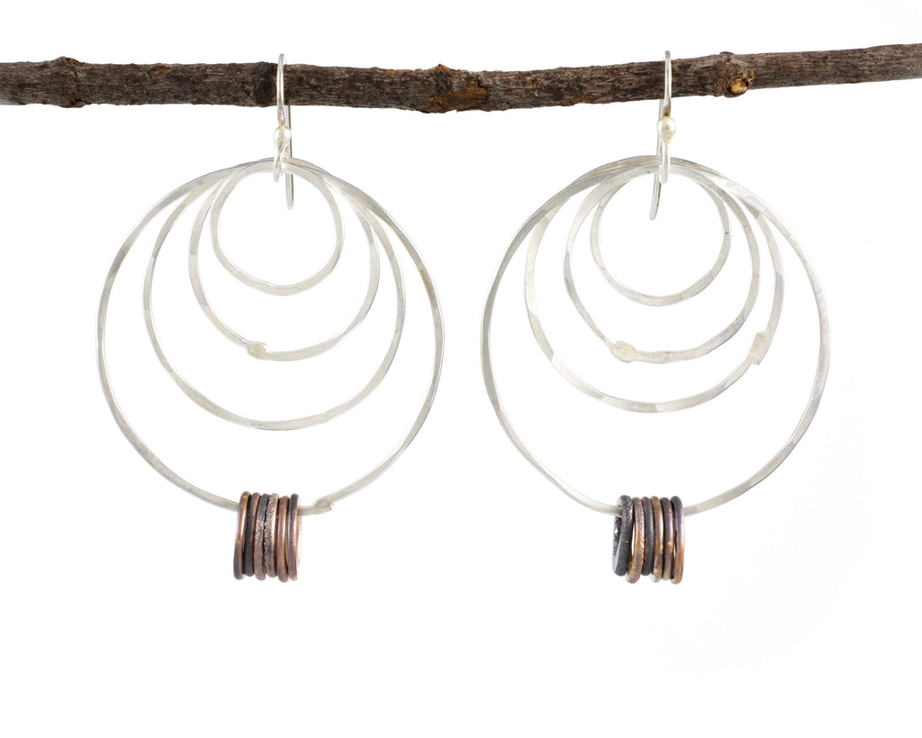 Four Circle Earrings in Sterling Silver #6 - Ready to ship - Beth Cyr Handmade Jewelry