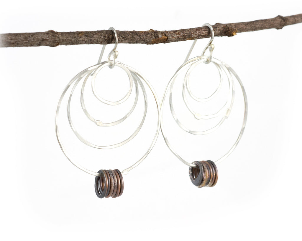 Four Circle Earrings in Sterling Silver #6 - Ready to ship - Beth Cyr Handmade Jewelry