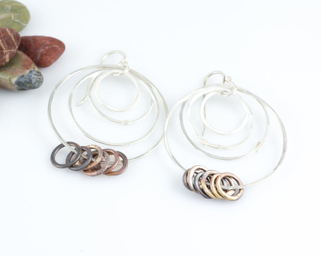 Four Circle Earrings in Sterling Silver #6 - Ready to ship - Beth Cyr Handmade Jewelry