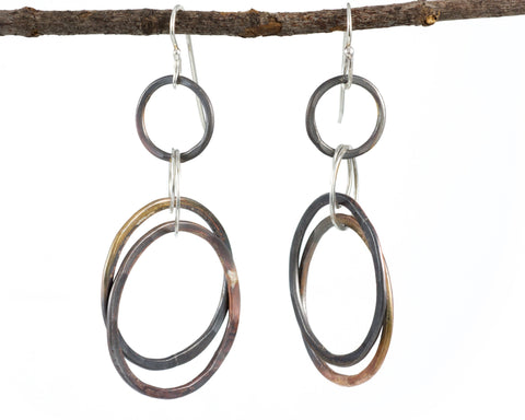 Double Layered Circle Earrings in Sterling Silver #8 - Ready to ship - Beth Cyr Handmade Jewelry