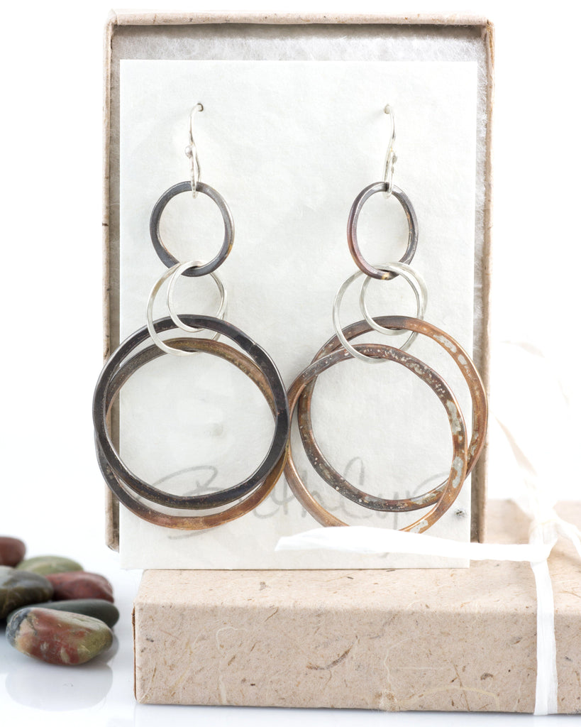 Double Layered Circle Earrings in Sterling Silver #8 - Ready to ship - Beth Cyr Handmade Jewelry
