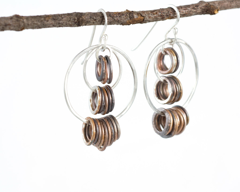 Triple Tier Circle Earrings in Sterling Silver #9 - Ready to ship - Beth Cyr Handmade Jewelry