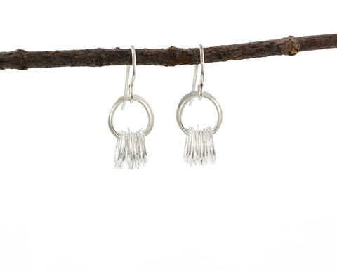Tiny Circle Earrings in Sterling Silver and Fine Silver #10 - Ready to ship - Beth Cyr Handmade Jewelry