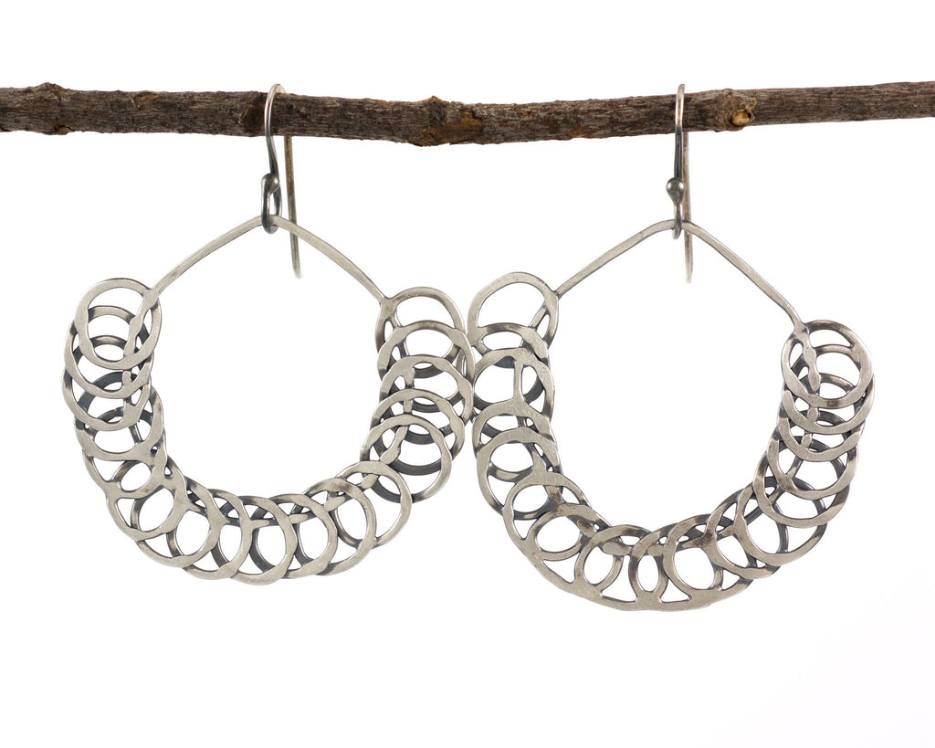 Segmented Circle Earrings in Sterling Silver #16 - Ready to Ship - Beth Cyr Handmade Jewelry