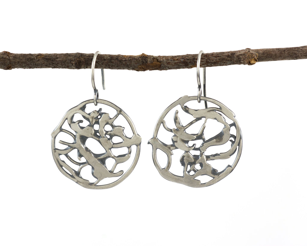Driftwood Circle Earrings in Sterling Silver #18 - Ready to Ship - Beth Cyr Handmade Jewelry