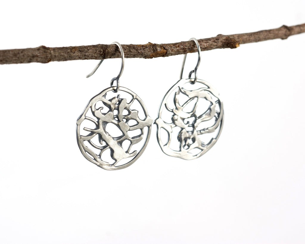 Driftwood Circle Earrings in Sterling Silver #18 - Ready to Ship - Beth Cyr Handmade Jewelry