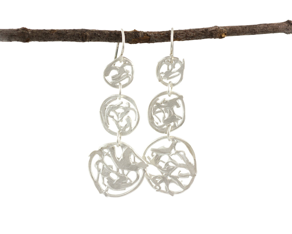 Driftwood Triple Circle Earrings in Sterling Silver #19 - Ready to Ship - Beth Cyr Handmade Jewelry