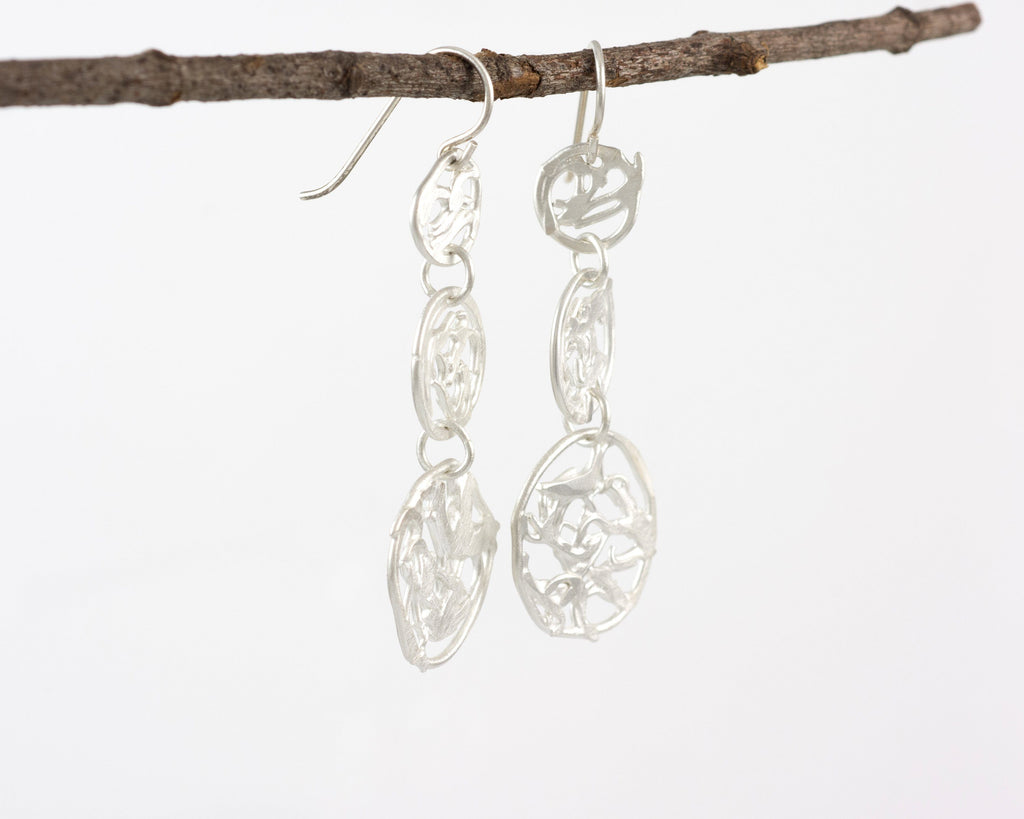 Driftwood Triple Circle Earrings in Sterling Silver #19 - Ready to Ship - Beth Cyr Handmade Jewelry