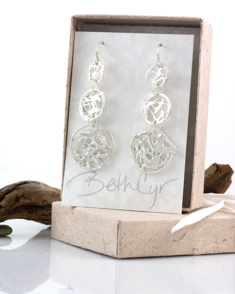 Driftwood Triple Circle Earrings in Sterling Silver #19 - Ready to Ship - Beth Cyr Handmade Jewelry