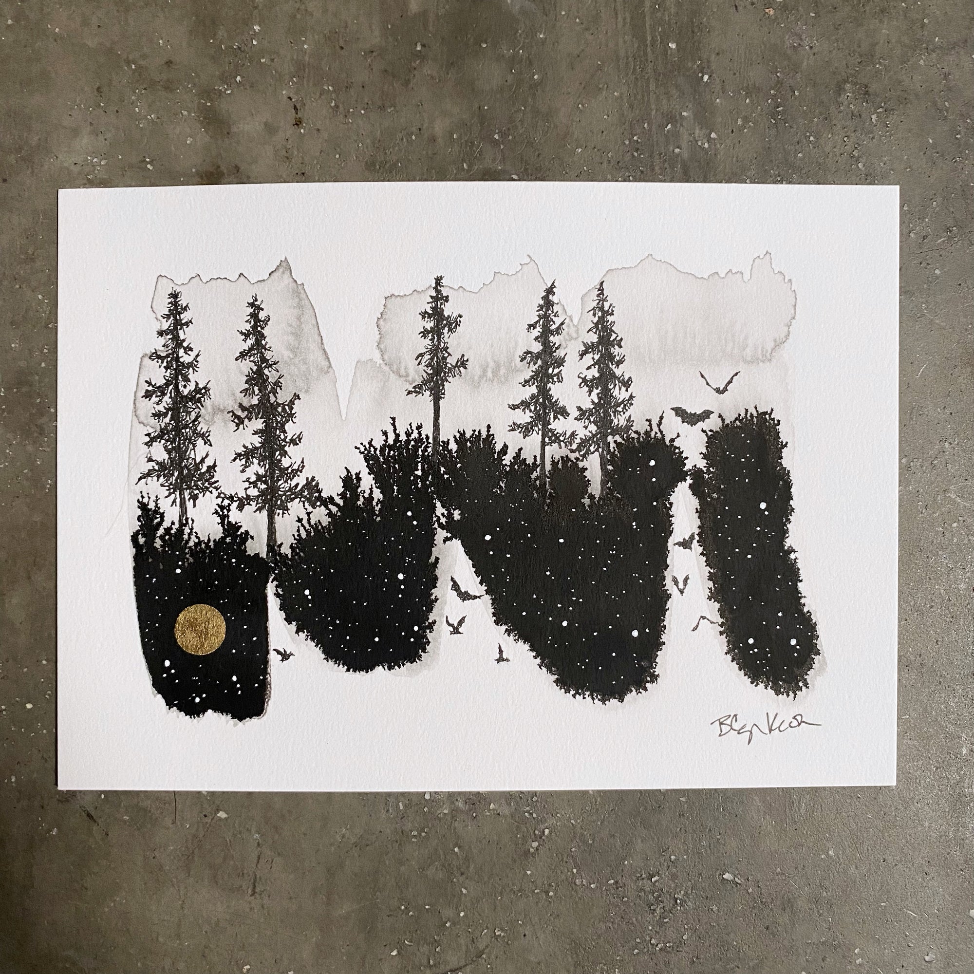 Inktober 2022 Day 3 - Bat - In the caves - Original Art