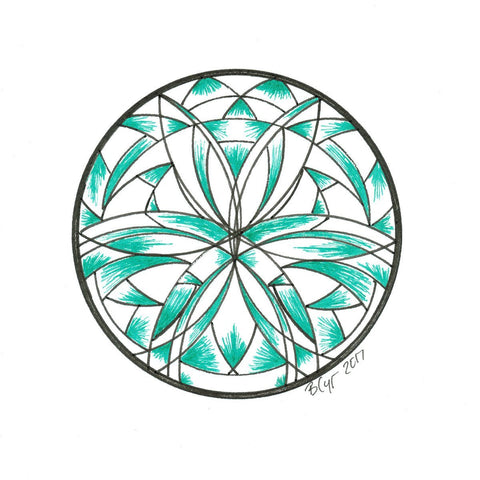 Green Shade Mandala - Original Drawing - Beth Cyr Handmade Jewelry