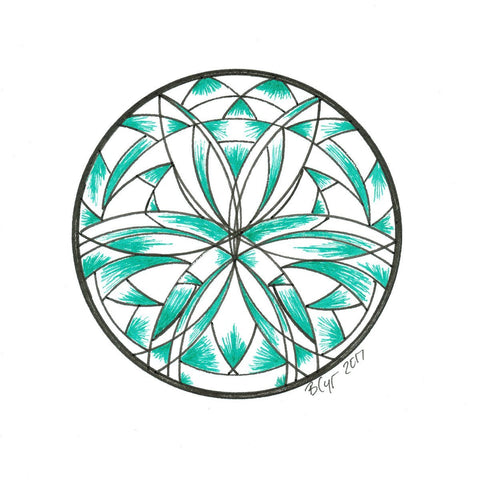 Green Shade Mandala - Original Drawing - Beth Cyr Handmade Jewelry