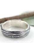 Tree Bark Wedding Rings in Palladium Sterling Silver  - Made to Order - Beth Cyr Handmade Jewelry