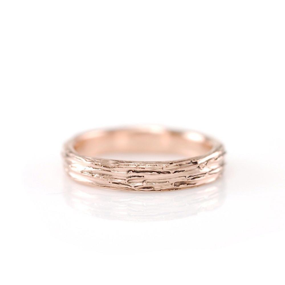 Tree Bark Wedding Rings in Rose Gold - Made to Order - Beth Cyr Handmade Jewelry